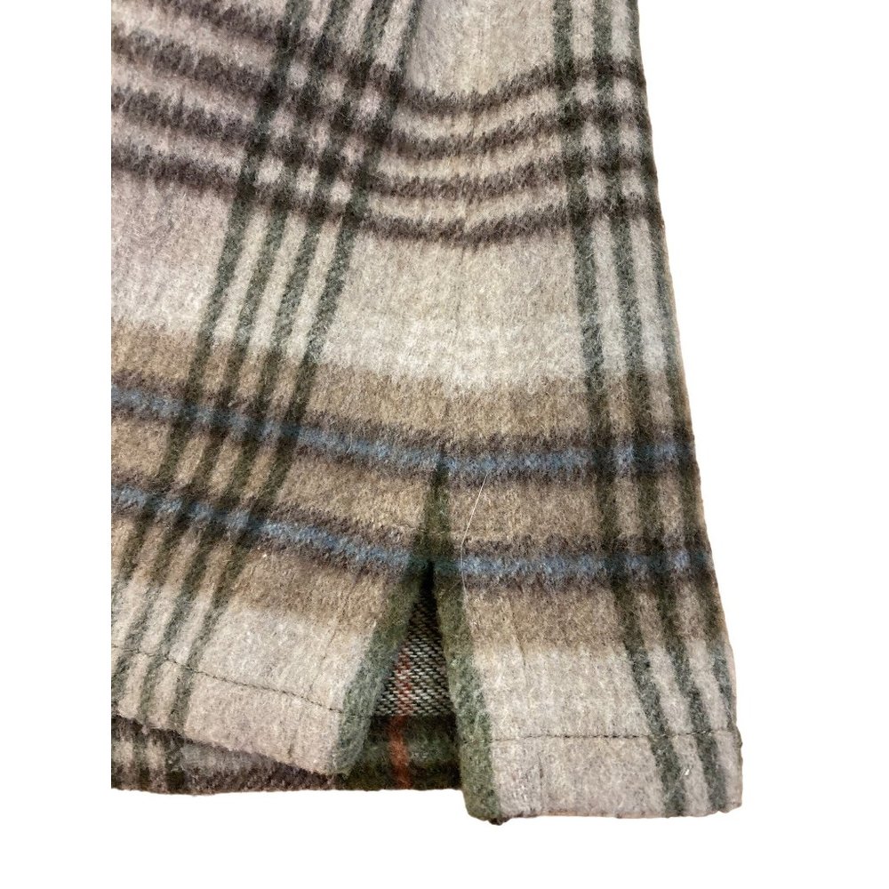 Evan Picone Vintage Wool Blend Field Shirt Petite* Medium 8 Plaid Green Tan - Picture 7 of 8